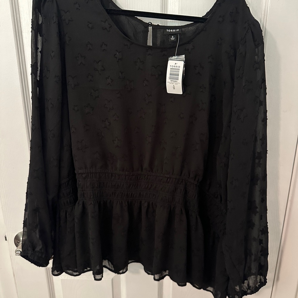 Torrid Black Star Embossed Blouse
